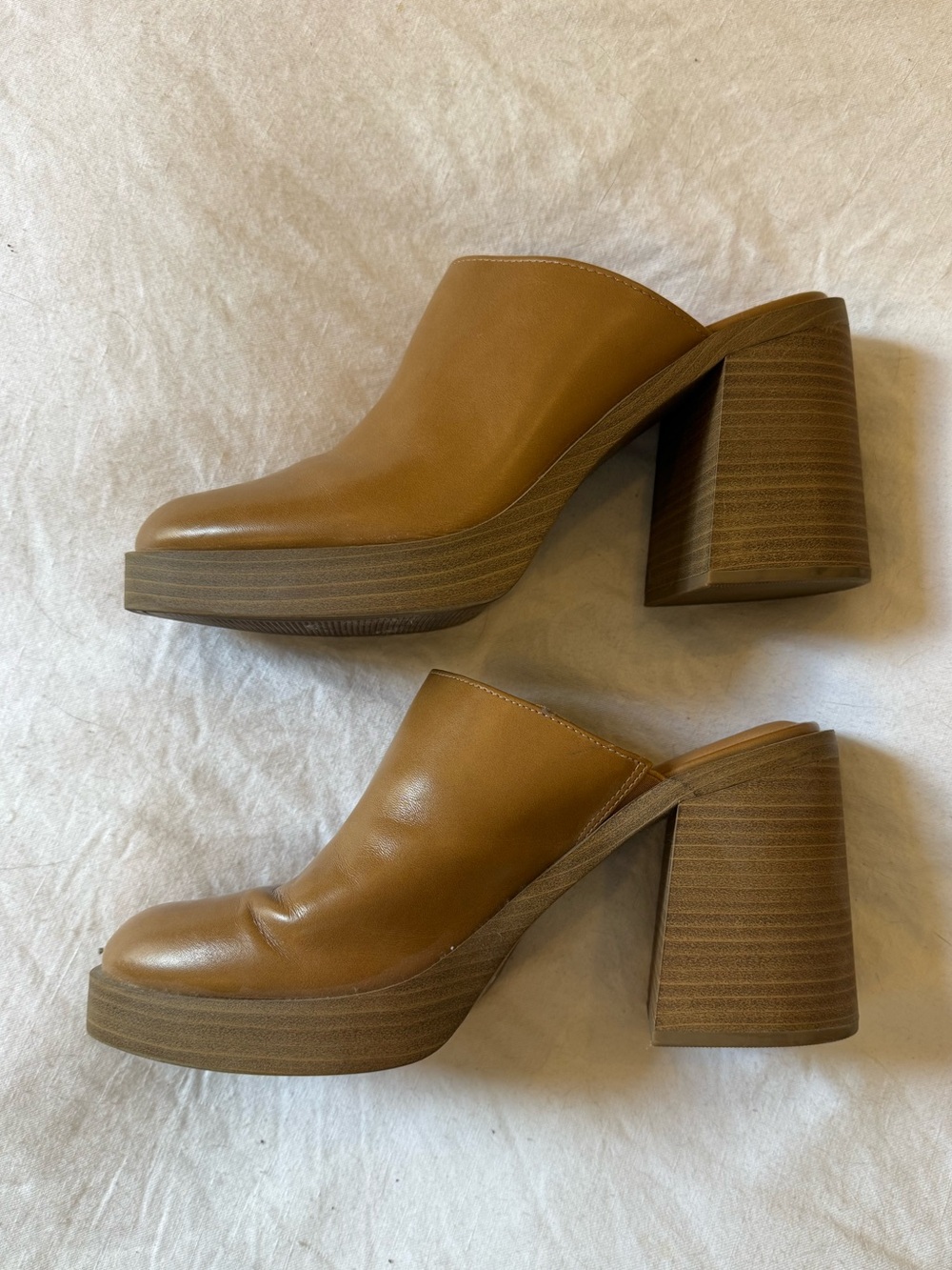 Gorgeous Tan Platform Mule Heels